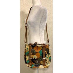 Fossil Key Per Vintage Coated Canvas Floral Print Crossbody Bag